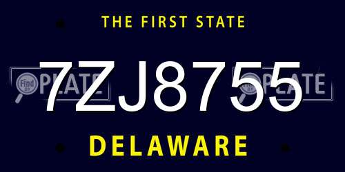 7ZJ8755 Delaware License Plate