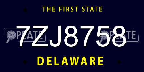 7ZJ8758 Delaware License Plate