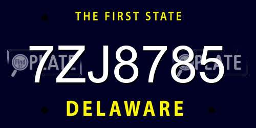 7ZJ8785 Delaware License Plate