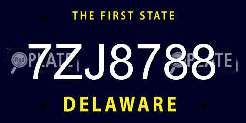 7ZJ8788 Delaware License Plate