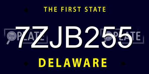 7ZJB255 Delaware License Plate