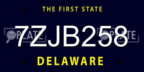 7ZJB258 Delaware License Plate