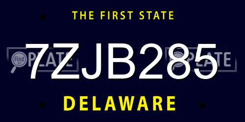 7ZJB285 Delaware License Plate