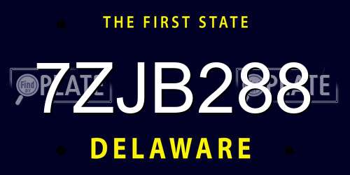 7ZJB288 Delaware License Plate