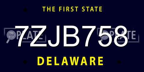 7ZJB758 Delaware License Plate