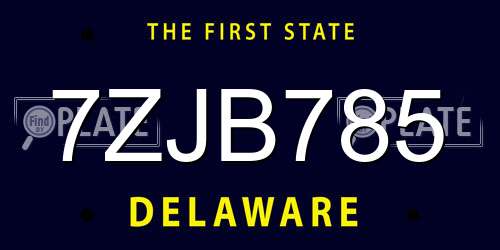 7ZJB785 Delaware License Plate