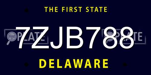 7ZJB788 Delaware License Plate