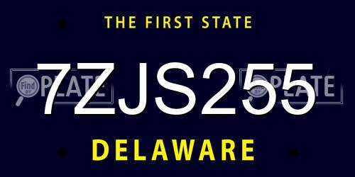 7ZJS255 Delaware License Plate