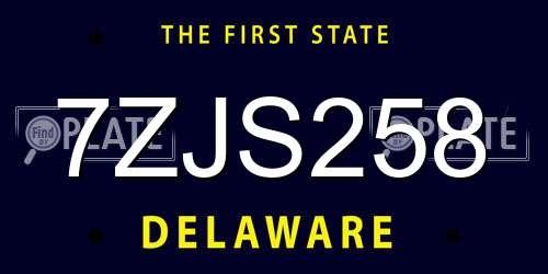 7ZJS258 Delaware License Plate