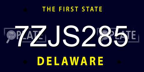 7ZJS285 Delaware License Plate