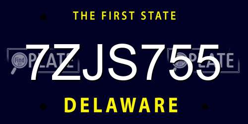 7ZJS755 Delaware License Plate