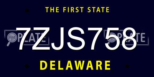 7ZJS758 Delaware License Plate