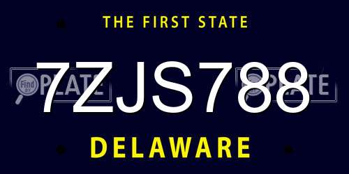7ZJS788 Delaware License Plate