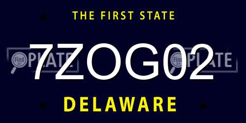 7ZOG02 Delaware License Plate