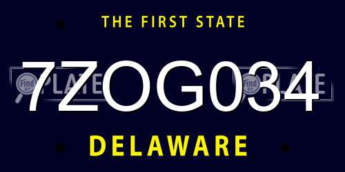 7ZOG034 Delaware License Plate