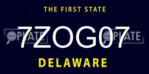 7ZOG07 Delaware License Plate