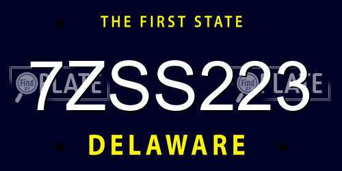 7ZSS223 Delaware License Plate