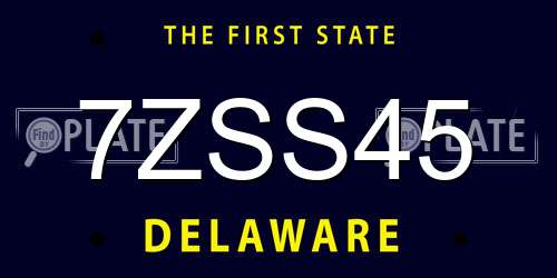 7ZSS45 Delaware License Plate