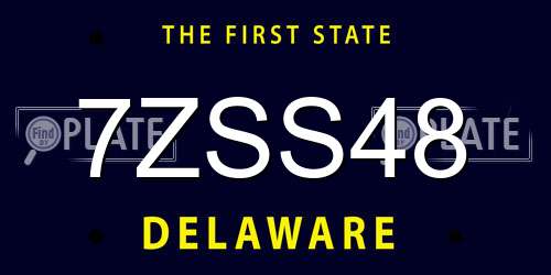 7ZSS48 Delaware License Plate