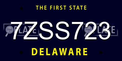 7ZSS723 Delaware License Plate