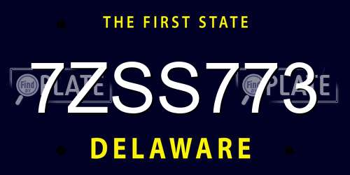 7ZSS773 Delaware License Plate