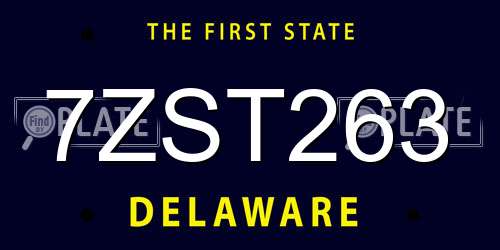 7ZST263 Delaware License Plate