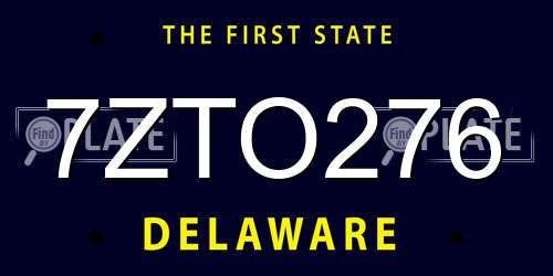 7ZTO276 Delaware License Plate