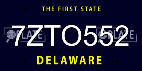 7ZTO552 Delaware License Plate