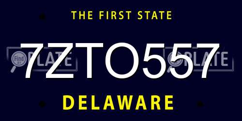 7ZTO557 Delaware License Plate