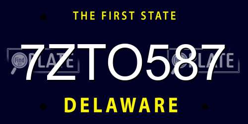 7ZTO587 Delaware License Plate