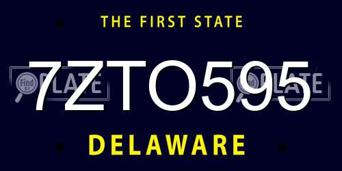7ZTO595 Delaware License Plate