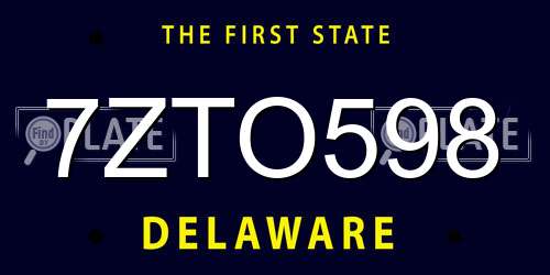 7ZTO598 Delaware License Plate