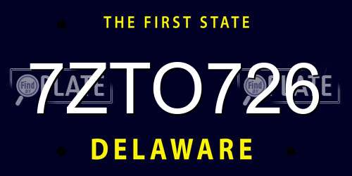 7ZTO726 Delaware License Plate