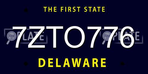 7ZTO776 Delaware License Plate