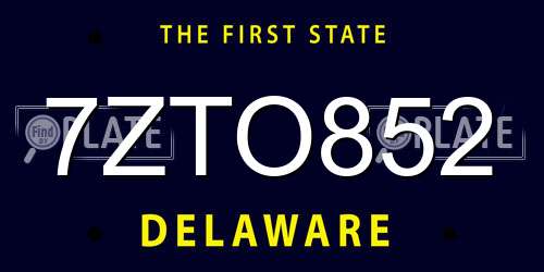 7ZTO852 Delaware License Plate