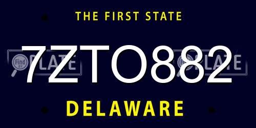 7ZTO882 Delaware License Plate