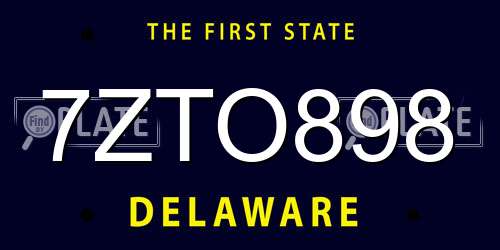7ZTO898 Delaware License Plate
