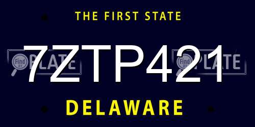 7ZTP421 Delaware License Plate