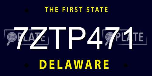 7ZTP471 Delaware License Plate