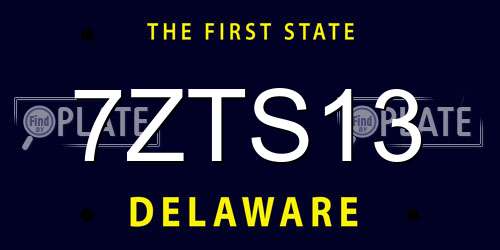 7ZTS13 Delaware License Plate