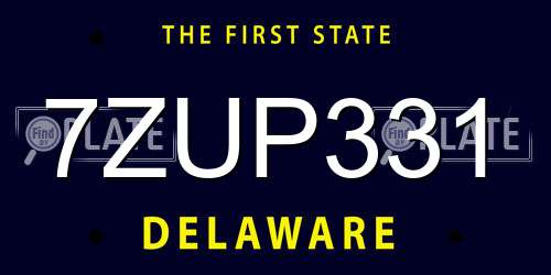 7ZUP331 Delaware License Plate
