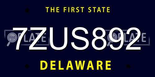 7ZUS892 Delaware License Plate