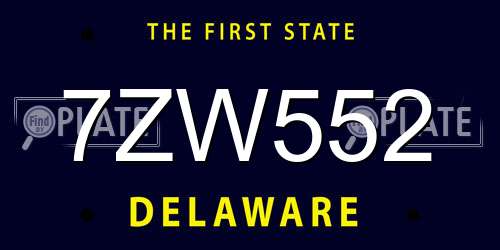 7ZW552 Delaware License Plate