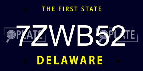 7ZWB52 Delaware License Plate
