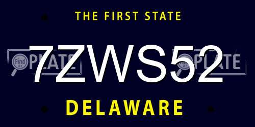 7ZWS52 Delaware License Plate