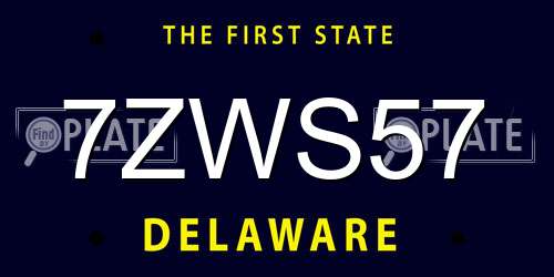 7ZWS57 Delaware License Plate