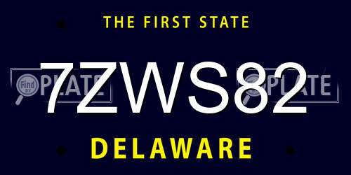 7ZWS82 Delaware License Plate