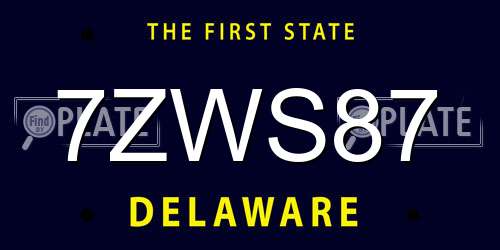 7ZWS87 Delaware License Plate
