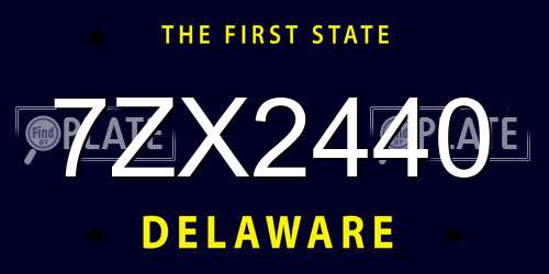 7ZX2440 Delaware License Plate