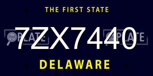 7ZX7440 Delaware License Plate